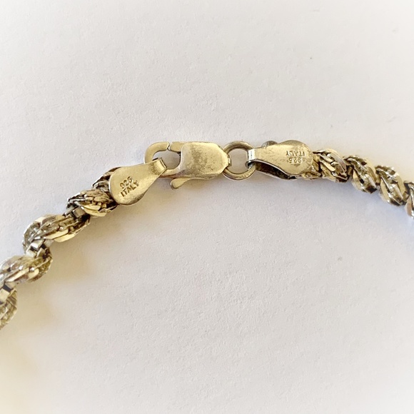 VTG Sterling Silver Italy 925 Rope Chain Necklace Bracelet Set - Picture 10 of 11